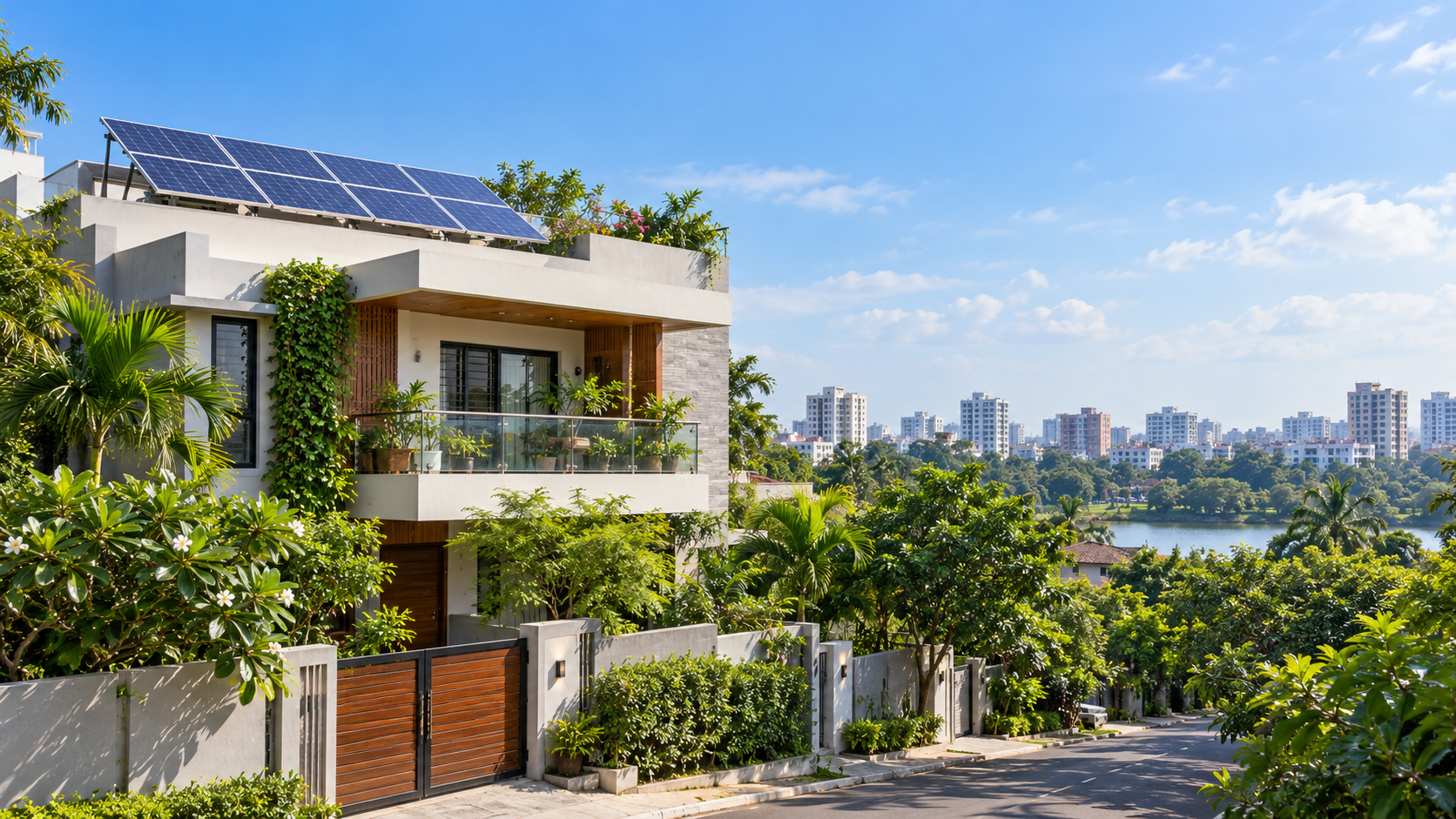 Solar panels in sunlight, illustrative stock photograph